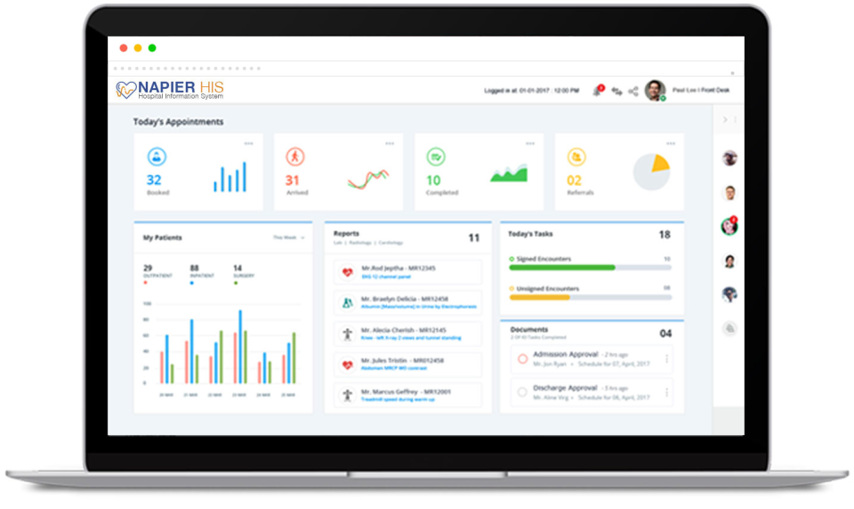 screenshot of Napier Hospital Information System